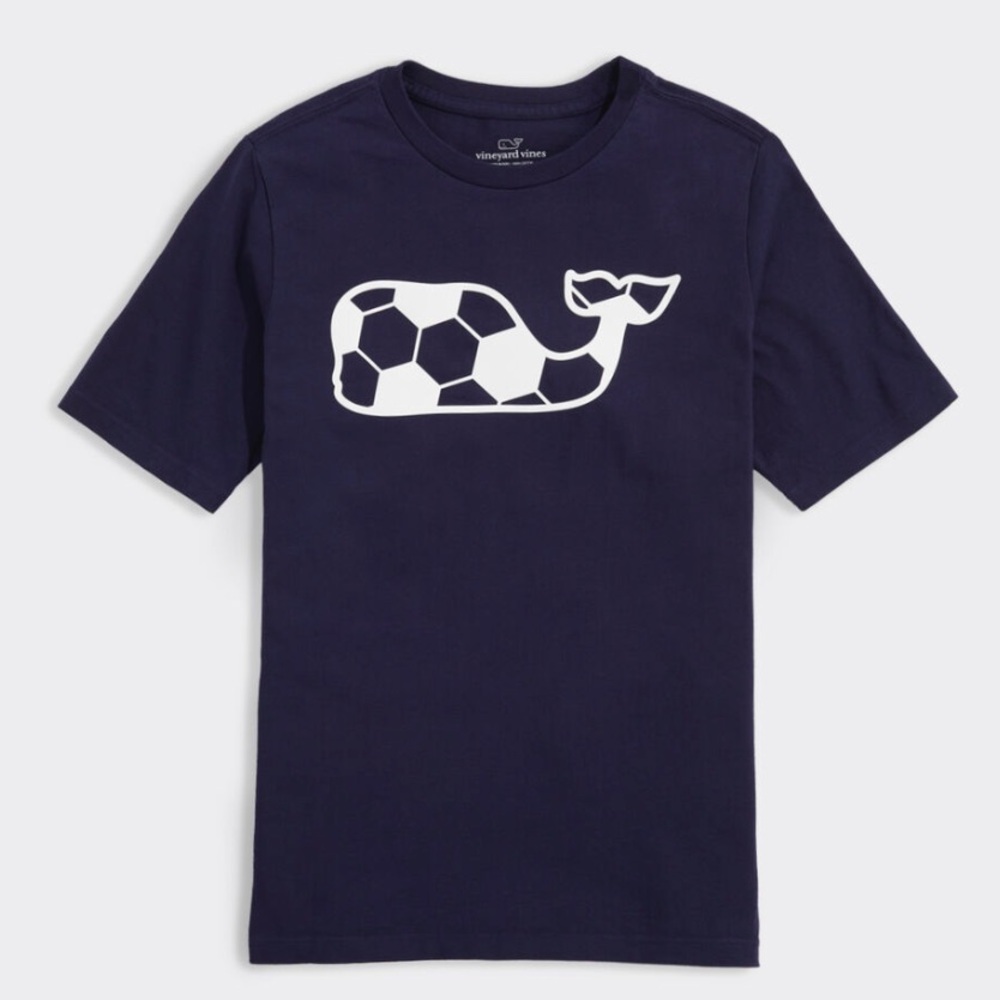 Vineyard Vines Kids Navy Soccer Whale Tee